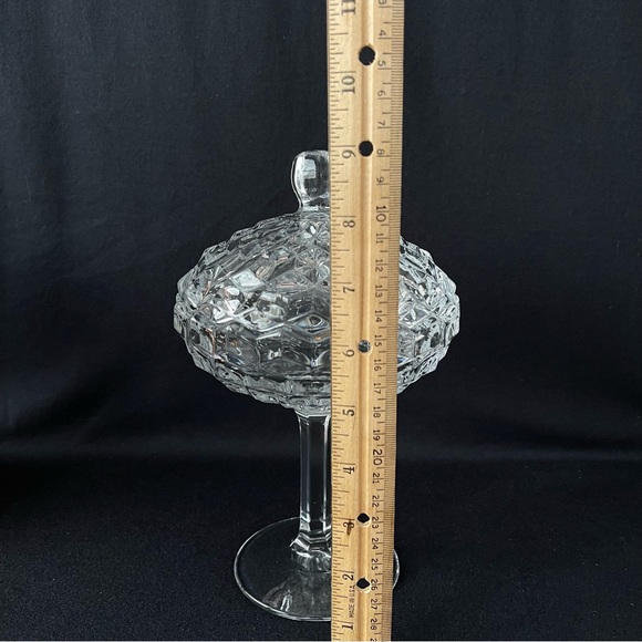 Fostoria Footed Covered Candy Dish - American - Vintage - Cube Motif - Picture 5 of 8